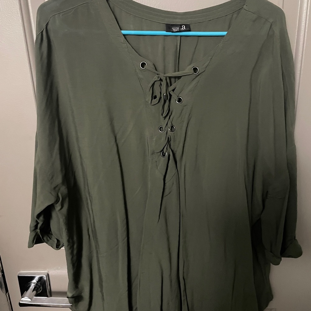 Women's Olive Green Lace-Up Top